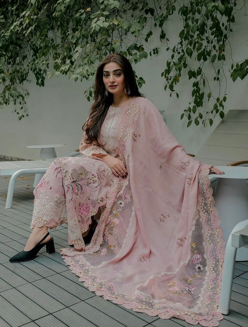 ANEELA’s WLUX-10A Chikankari Luxury  Embroidered Unstitched 3 Piece